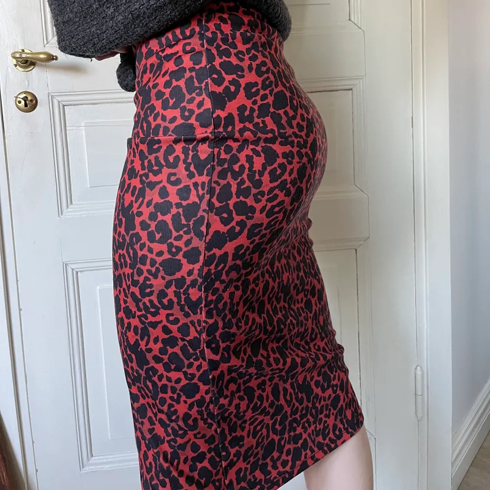 Röd- och svart leopardmönstrad kjol från zara!💜 Jättefin passform och skönt material! . Kjolar.