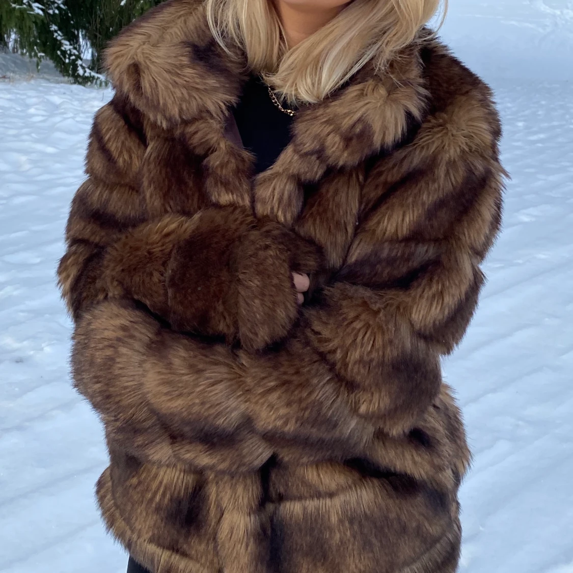 Brun pälsjacka - 91