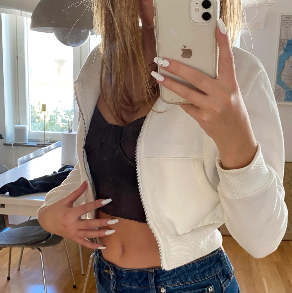 Kroppad vit kofta - 90