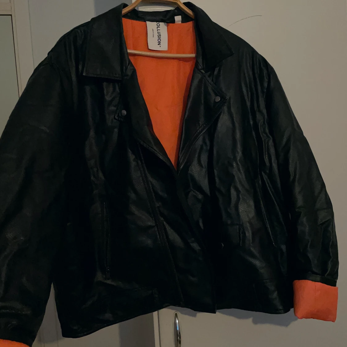 Oversize fakeläderjacka för plus size - 90