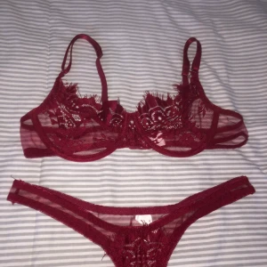 Underklädes set  - Hela oanvända och nya underkläder! Färgen är mer vinröd och finare i verkligheten än på bilden. Stl M men skulle säga att de passar en S lika bra!