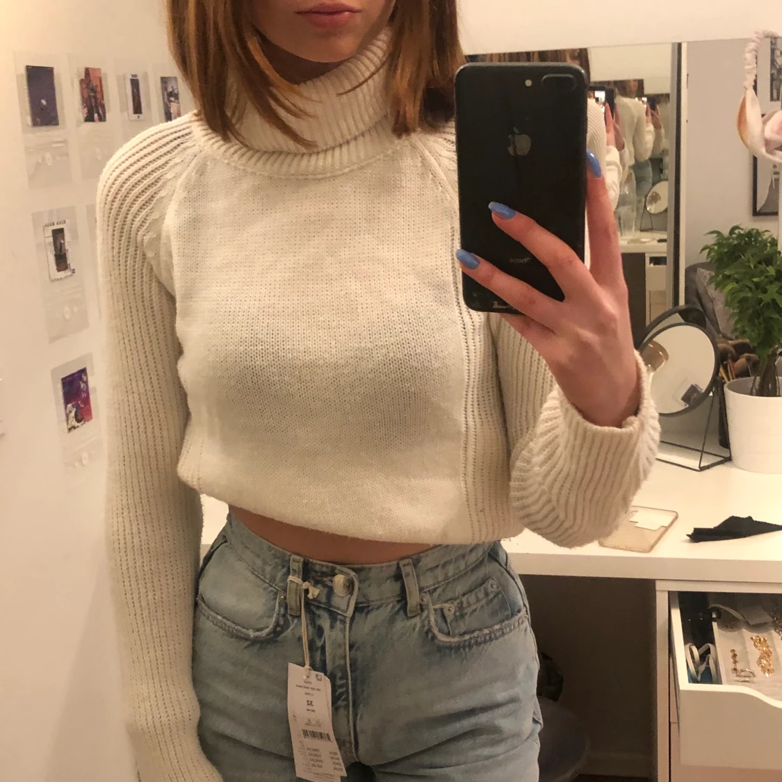 Jätte fin vit stickad tröja