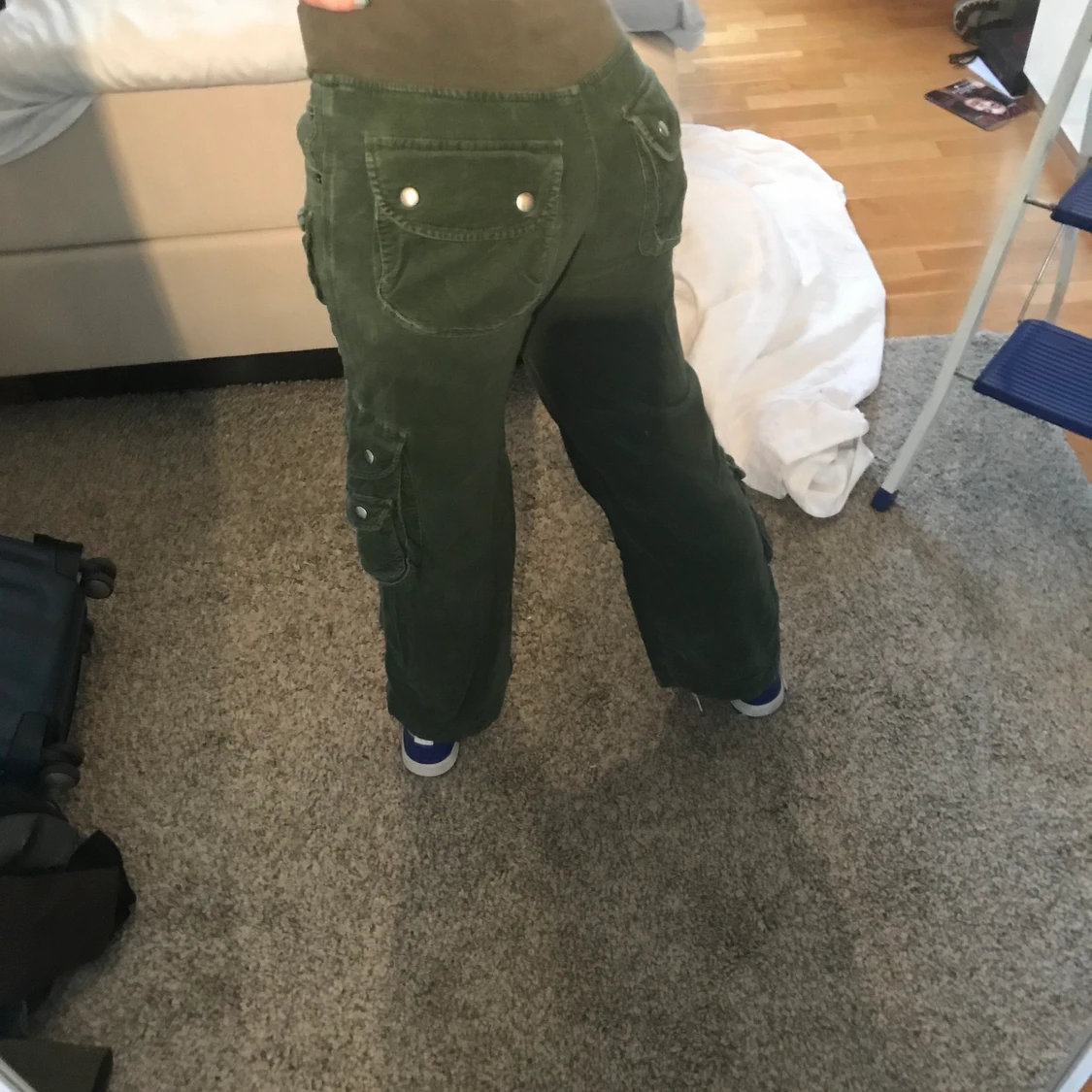 lågmidjade velour byxor - 90