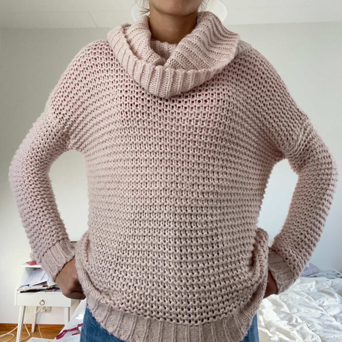 Ljusrosa stickad tröja - 91