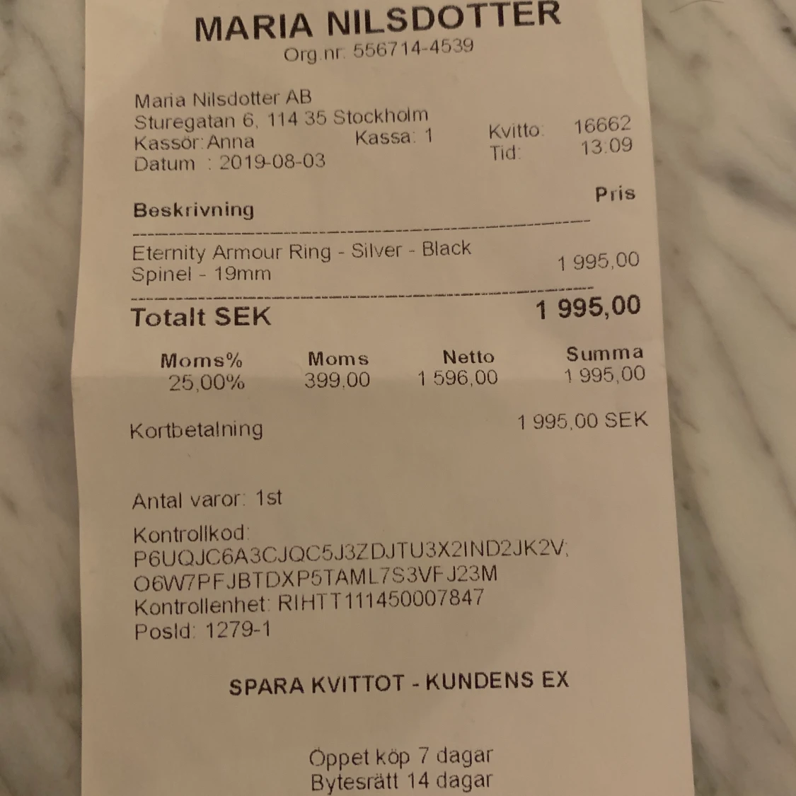 Maria Nilsdotter ring - 91