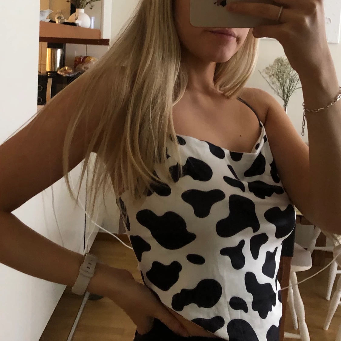 Mönstrad topp med snörning - 90