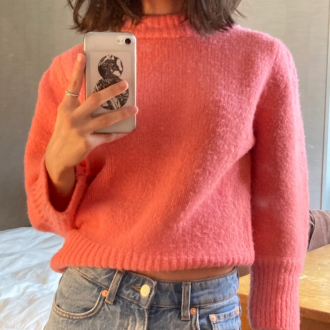 Rosa stickad tröja - 90