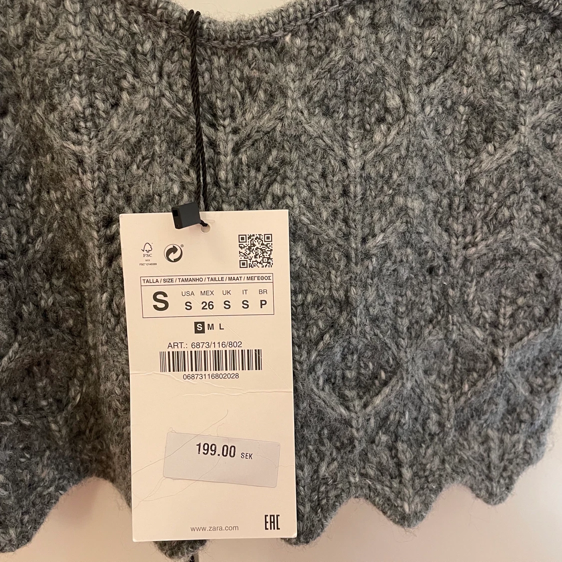 Grått stickat linne från Zara - 90