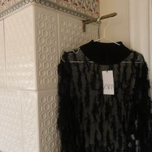Mesh topp från zara - Säljer oanvänd mesh topp med fjädrar, från Zara!💖                  Skickas, köpare står för frakt!💖