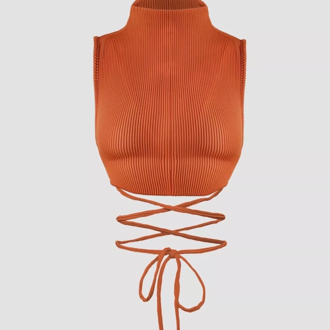 orange knitted turtleneck top