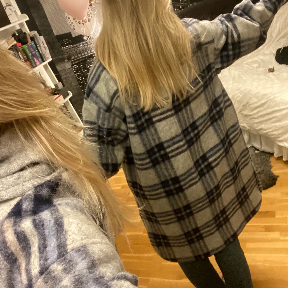 Lång rutig höstkappa  - 91