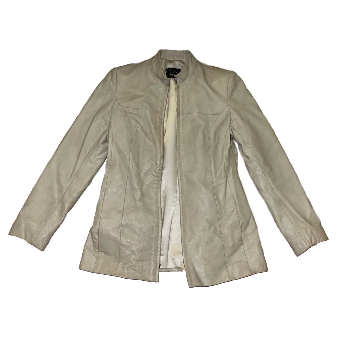 Beige/vit skinnjacka