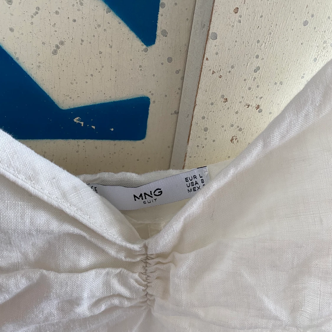 Vit linneklänning  - 90