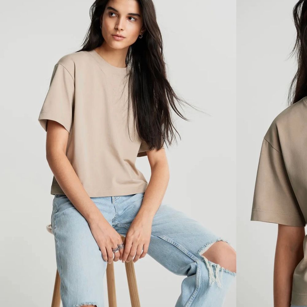 Beige T-shirt från gina tricot storlek xs. Använd en gång🤎😛. T-shirts.