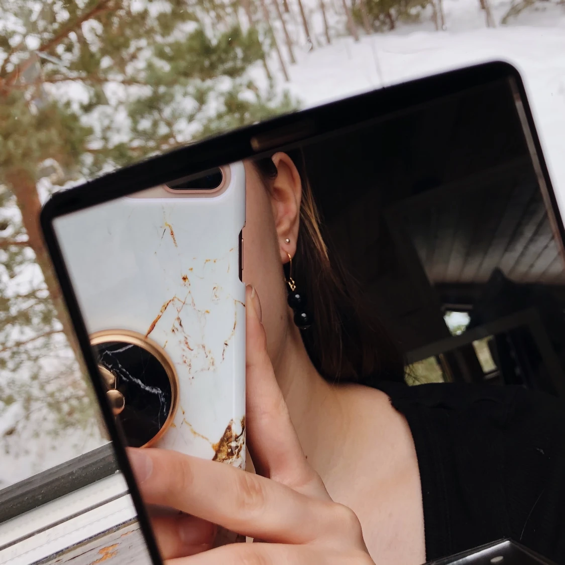 Obsidian - örhängen  - 90