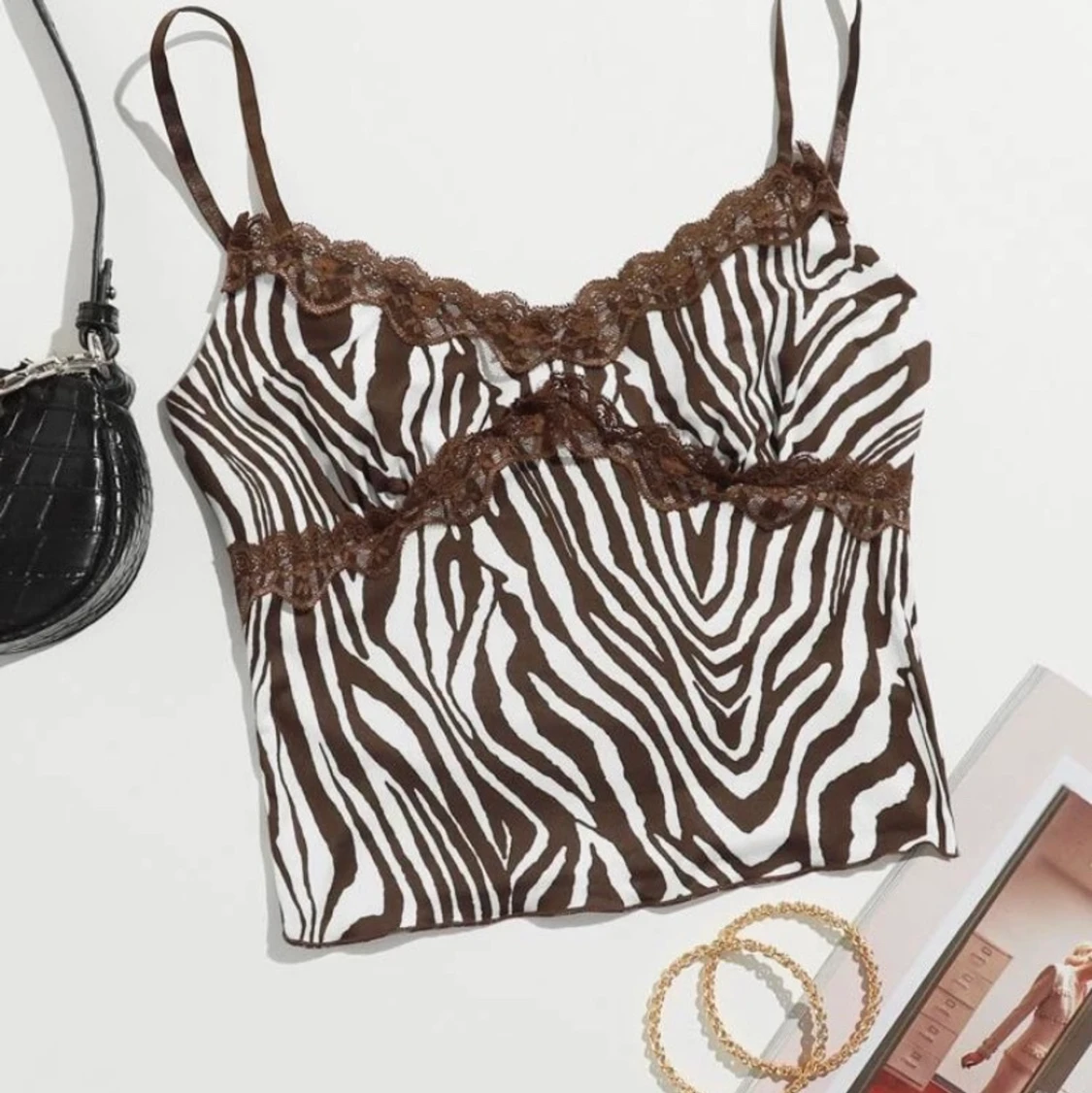  leopardtopp, brun/vit. storlek M 