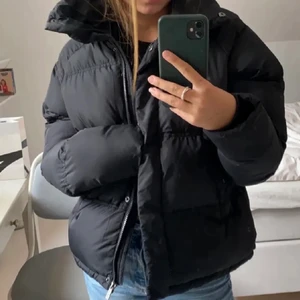 Svart dunjacka  - Säljer denna dunjacka som jag köpte härifrån plick väldigt nyligen, pga att säljaren uppgett fel storlek. Den är i väldigt bra skick och jag har endast testat den. Den är i strl 34 men den passar mig som är en strl 36 och 171 cm. Frakt tillkommer på 66 kronor!! skriv för frågor 💕 (lånade bilder) 