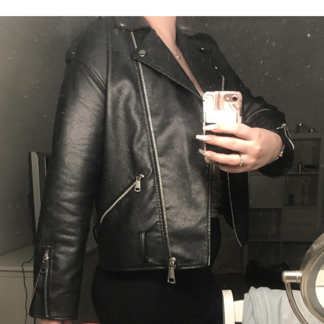 Oversized skinnjacka  - 91