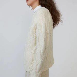 Acne cannick cable knit ecru beige - fn-wn-knit000135