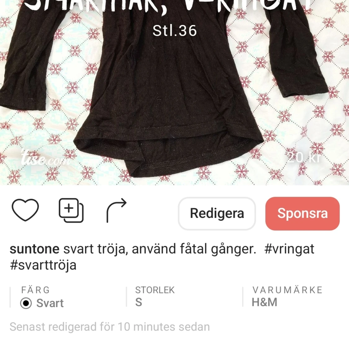 3/4 ärmad, vringad tröja - 90