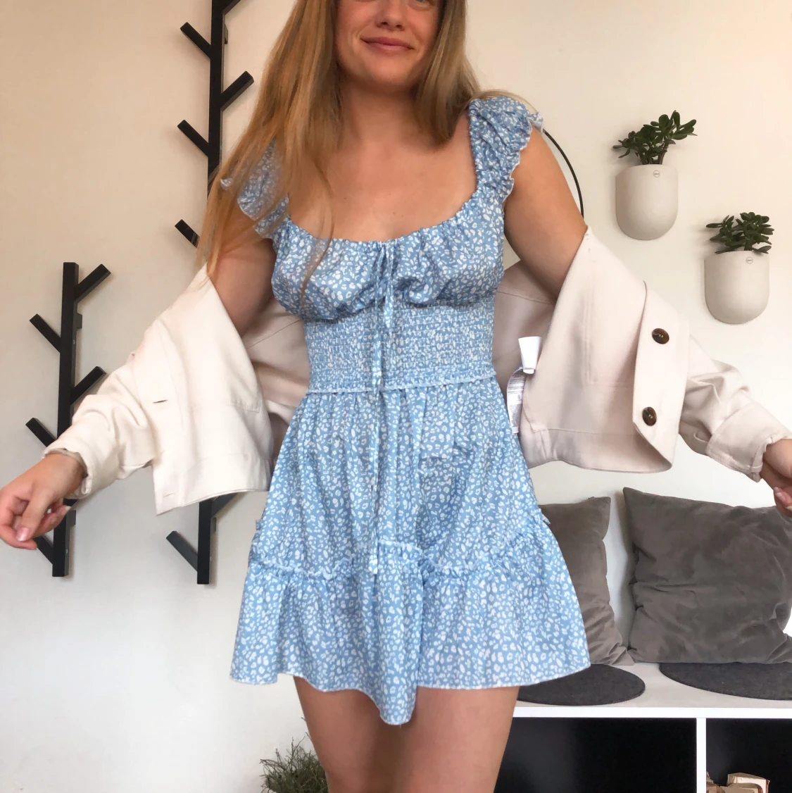 SHEIN blå prickig klänning, xs - 90