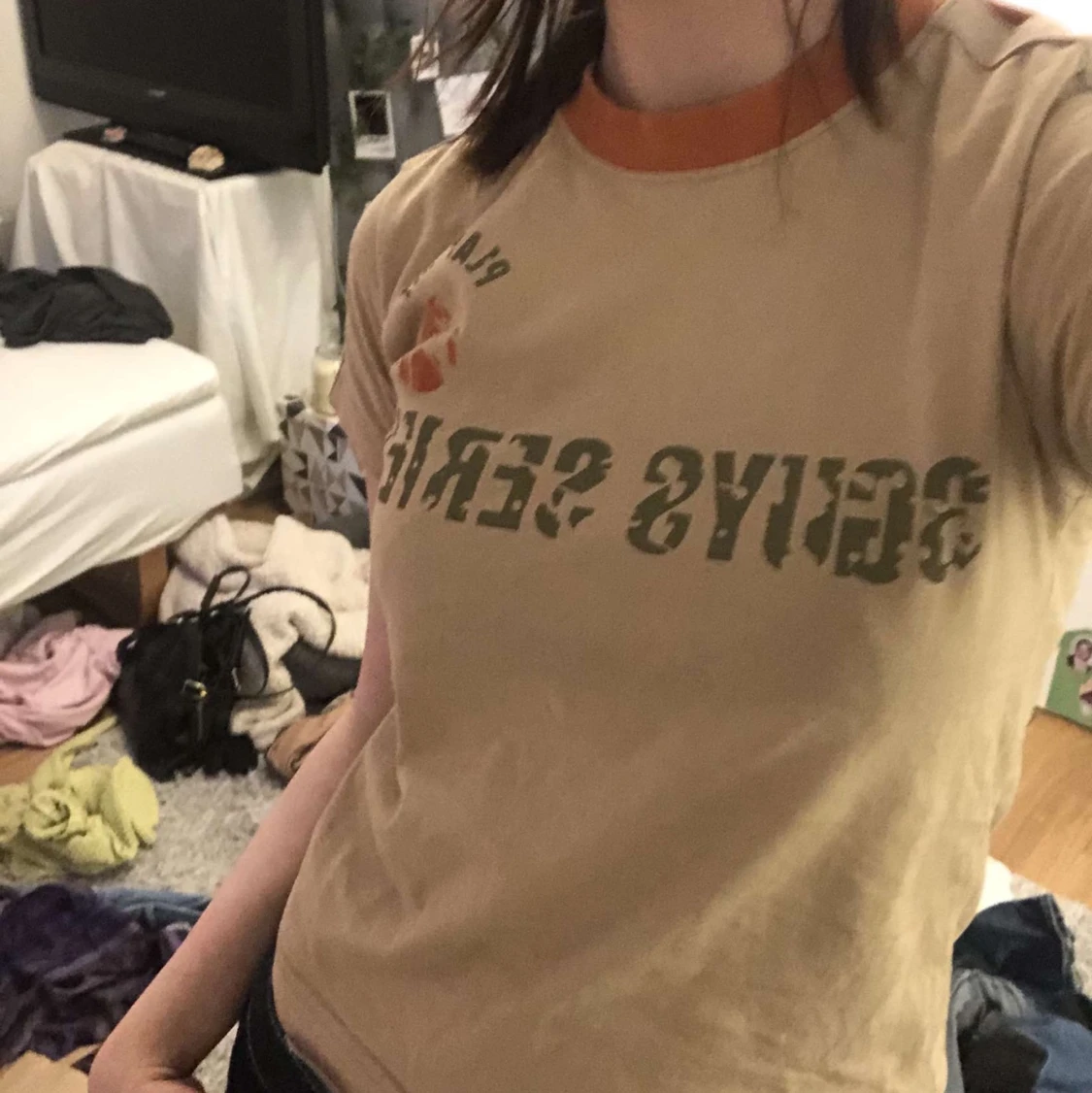 T-stort med tryck på ryggen - 90