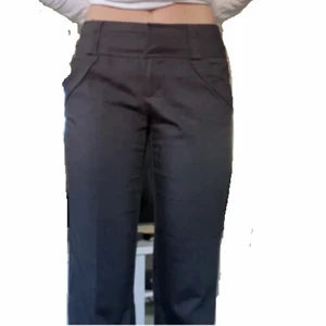 Grå lågmidjade kostymbyxor - Jättefina grå lågmidjade kostymbyxor. Helt oanvända pga att de är lite för långa för mig. Mått  Yb-105cm Ib-83cm M-76cm       Frakt 45❣️