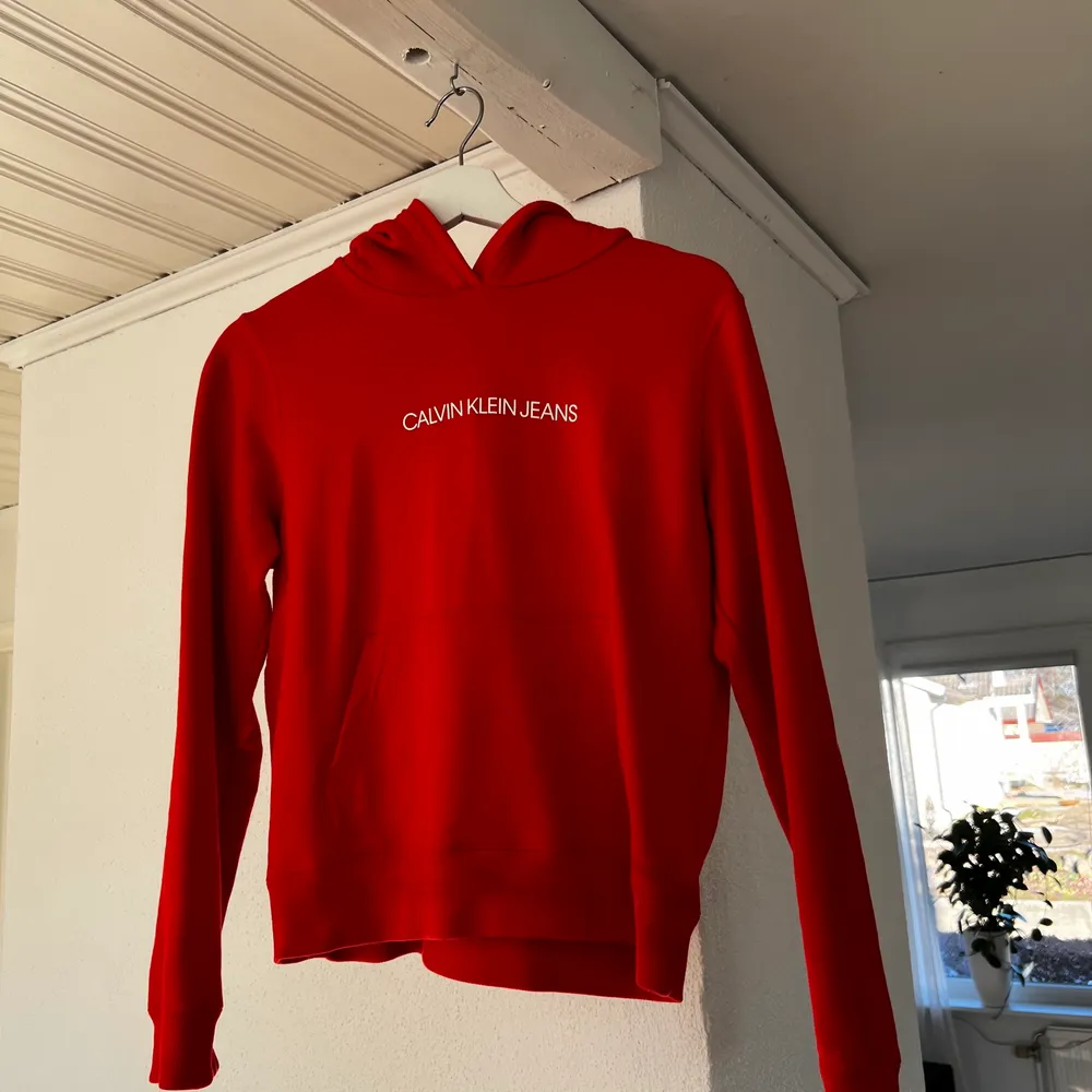 Ck hoodie i nyskick! Kan inte hitta att den går och köpa mer jag köpte den på zalando förra året men den har bara kommit till användning ca 2 gånger! Storlek xs passar även S💗 frakt tillkommer på 66kr. Tröjor & Koftor.