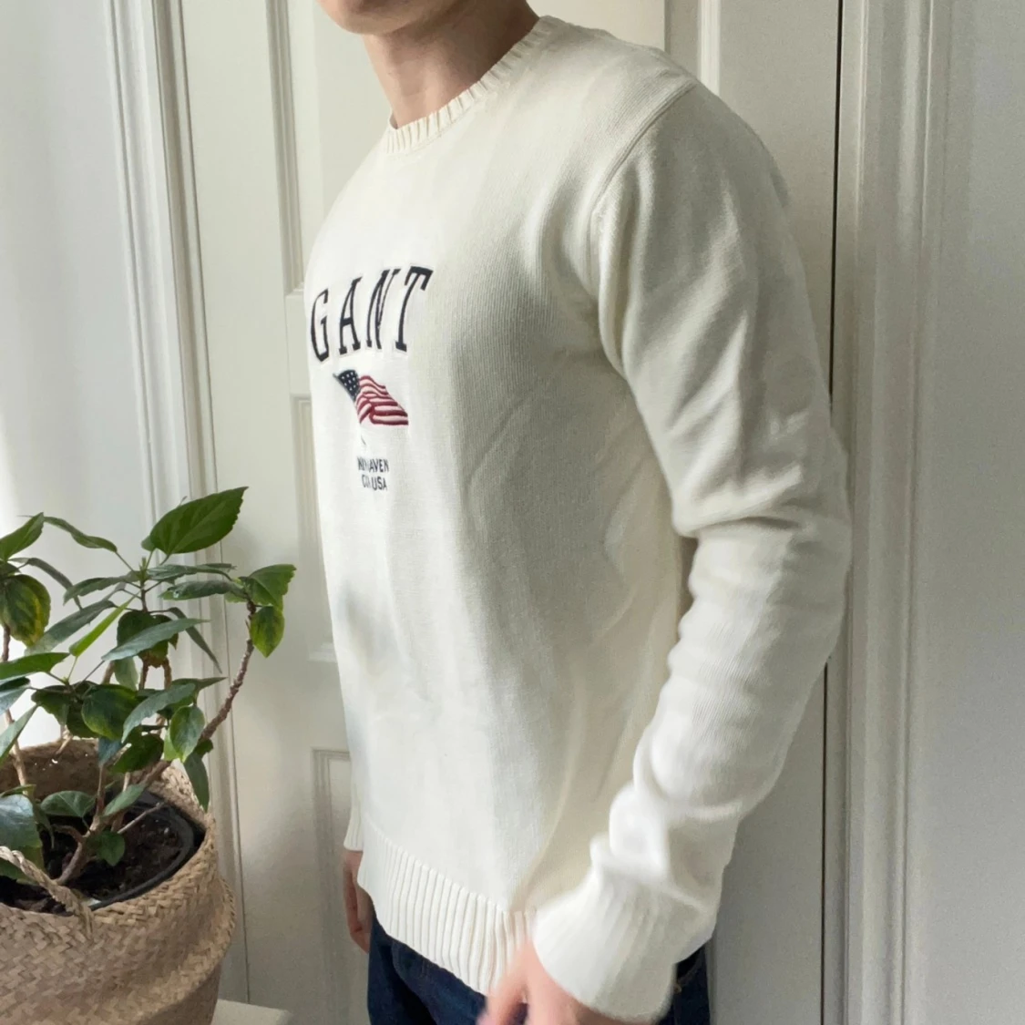 Gant tröja vit/ beige i storlek M - 1