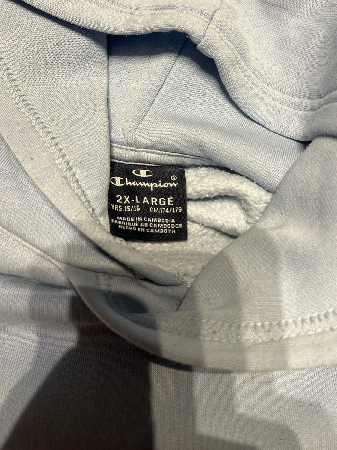 Baby blå  hoodie från Champion med huva - 2