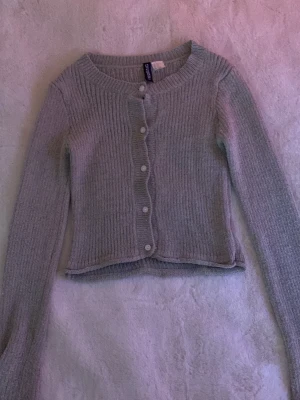 Grön ribbad kofta från H&M Divided - Säljer en grön ribbad kofta från H&M Divided i storlek XXS. Koftan har långa ärmar, rund halsringning och knappar framtill. Materialet är stickat och ger en mysig känsla, perfekt för lager-på-lager. Enkel och stilren design som funkar till många outfits. Tröjan har ett litet hål längst ut på armen men som inte syns så mkt.