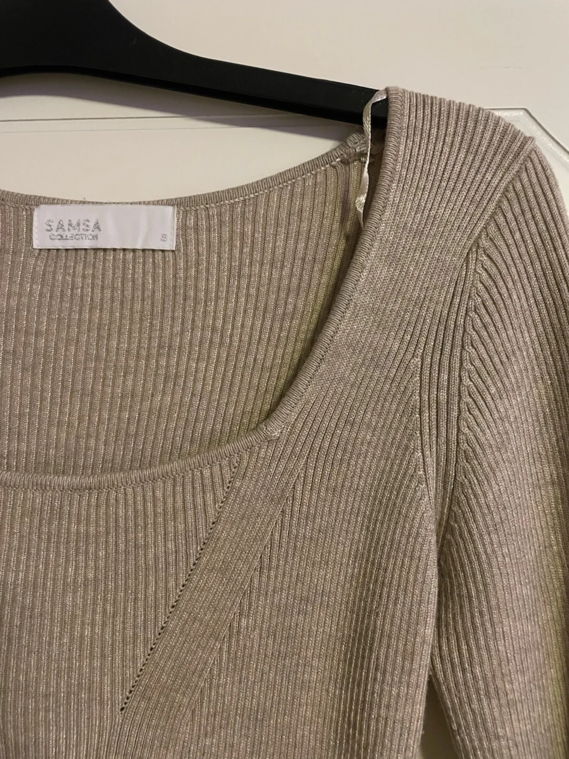 Beige ribbad långklänning Samsa - 2