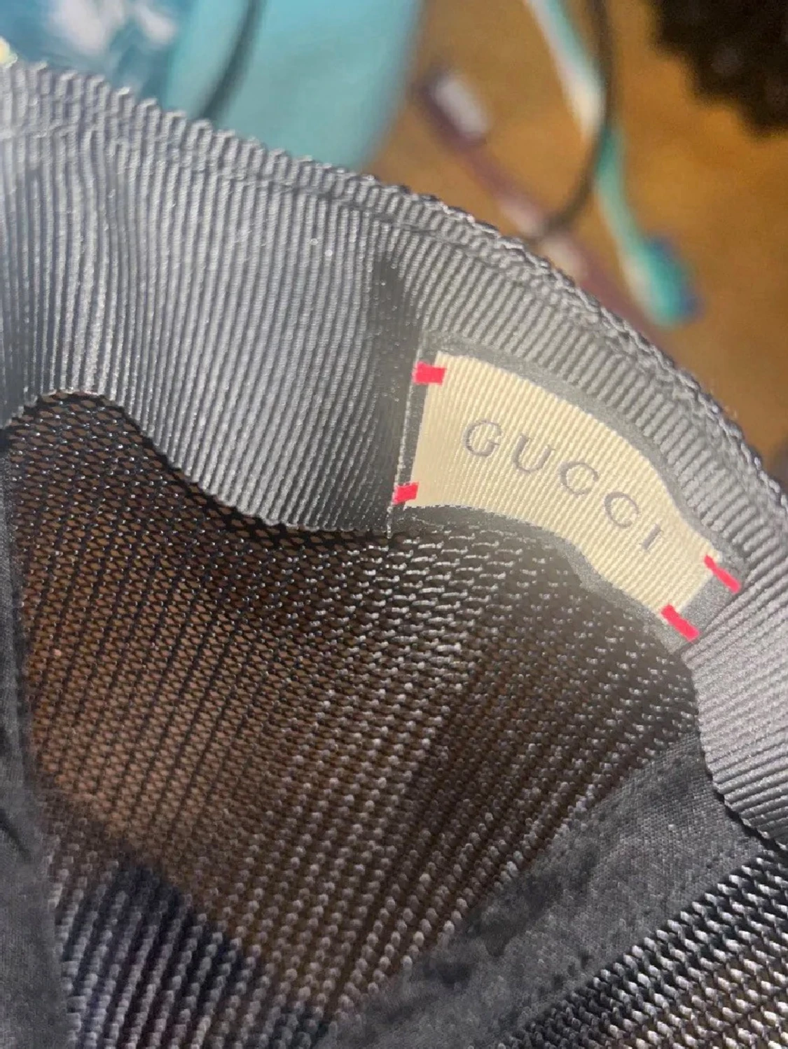 Beige GG keps med blå blommor - 2