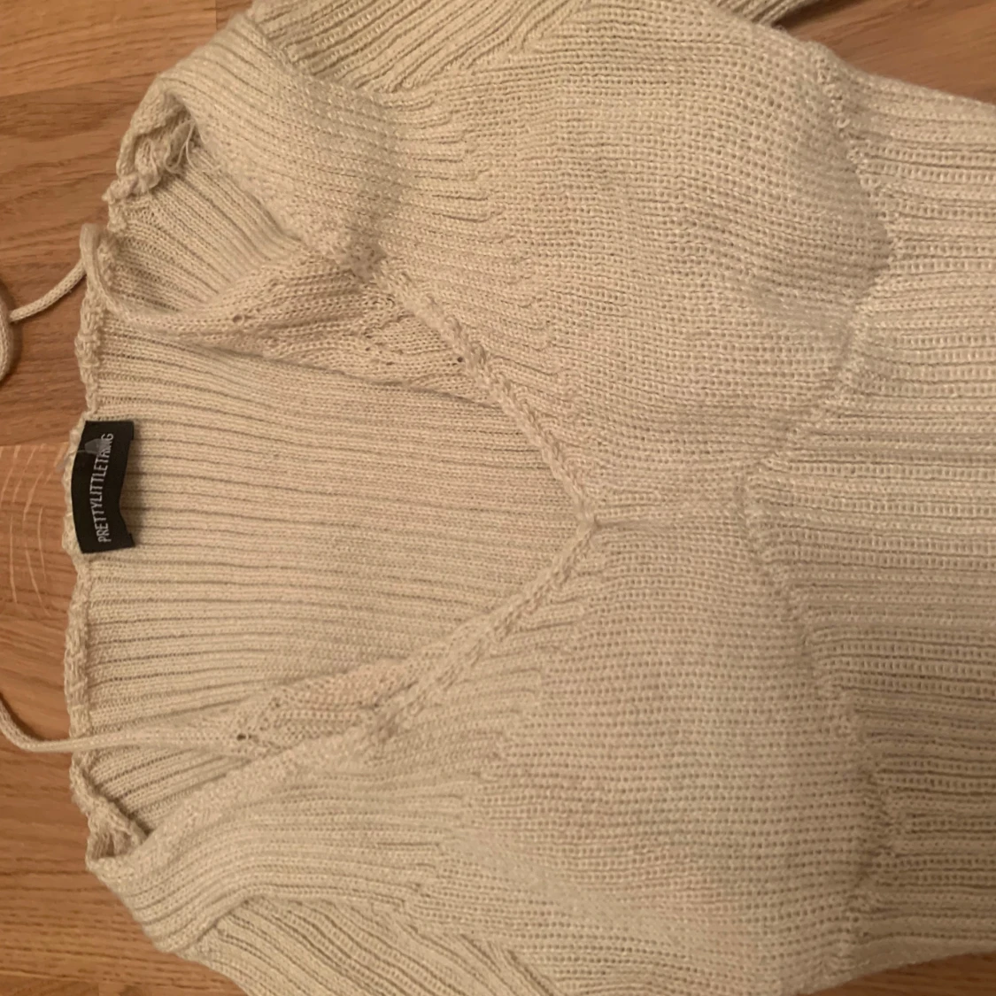 Beige ribbad stickad tröja PrettyLittleThing - 3