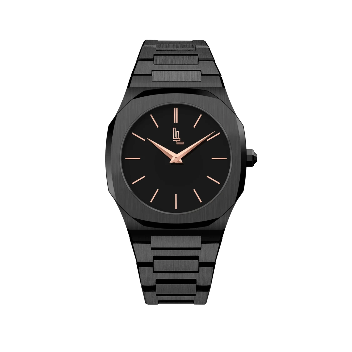 Svart Klocka i Rostfritt Stål med Svart Urtavla