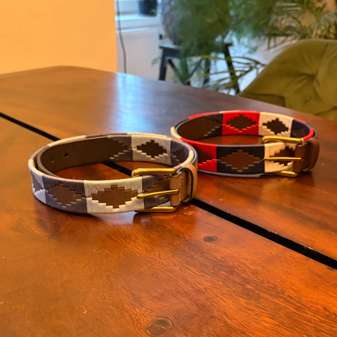 Mörkblå-ljusblå broderat bälte - 3