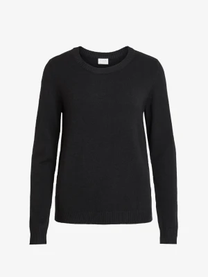 Svart stickad tröja från Vila - En klassisk svart stickad tröja från Vila med rund halsringning och ribbade muddar vid ärmslut och nederkant. Perfekt basplagg som är lätt att matcha och har en normal passform med långa ärmar.