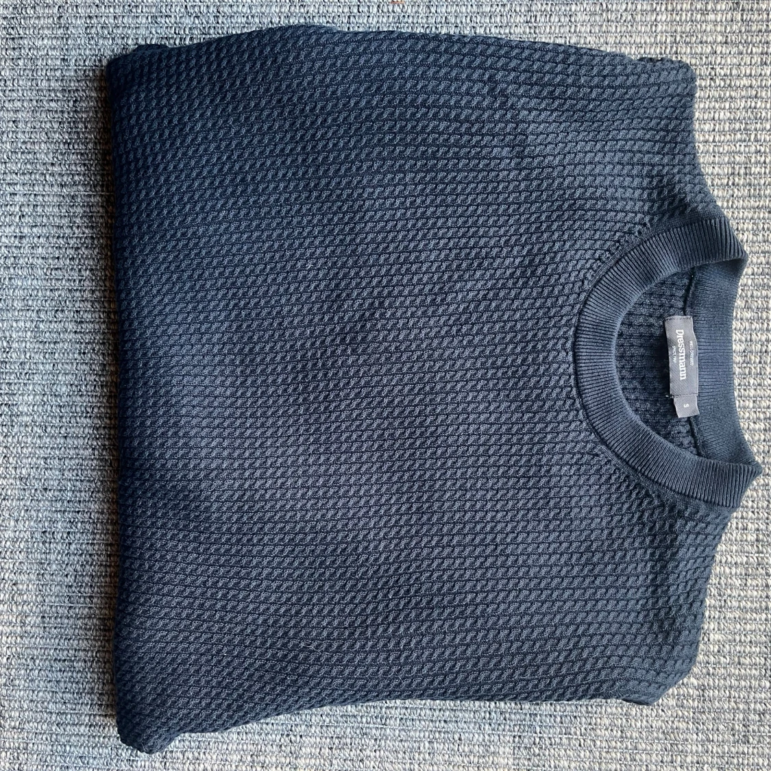 Mörkblå stickad tröja Dressmann S - 2