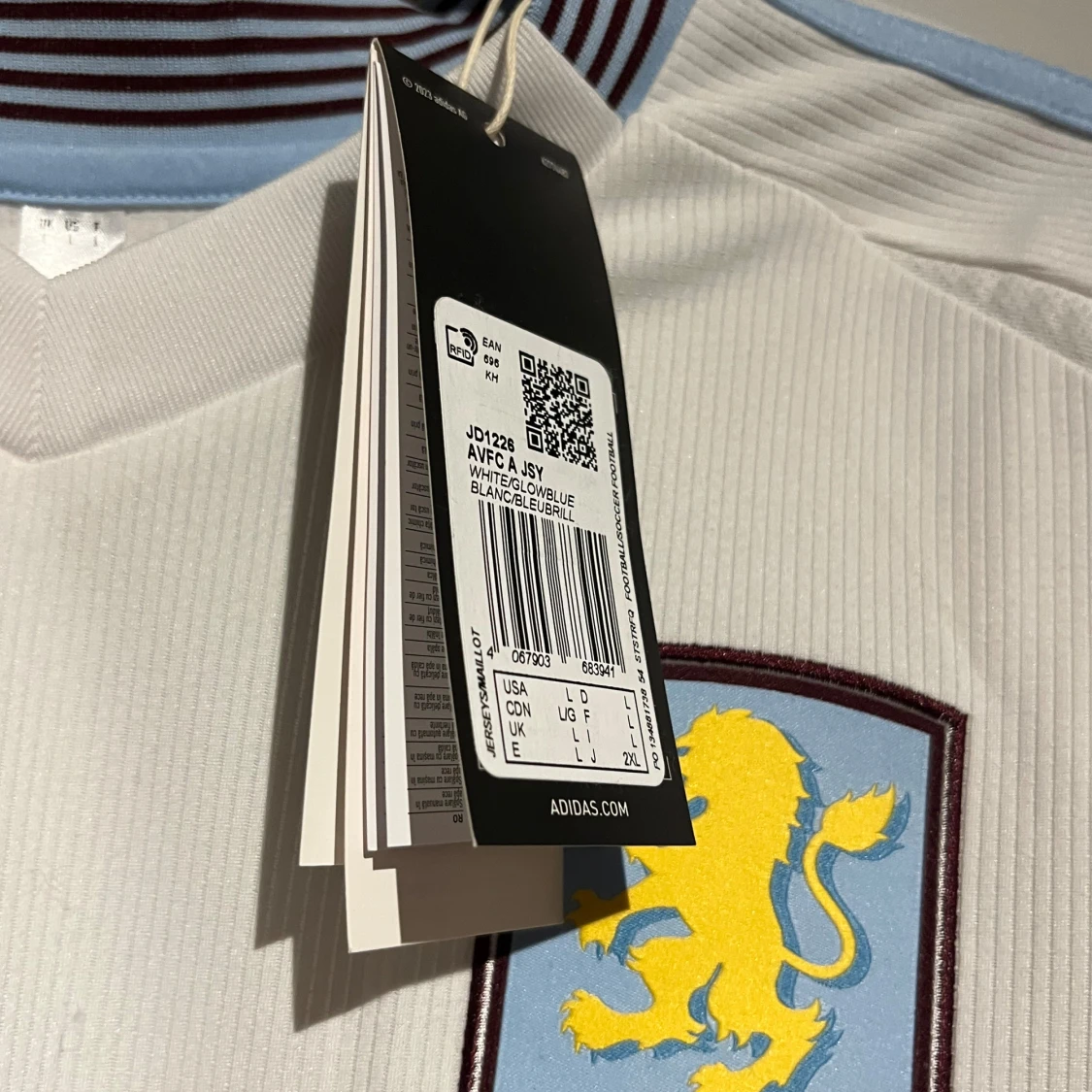 Aston Villa vit matchtröja Adidas L - 3
