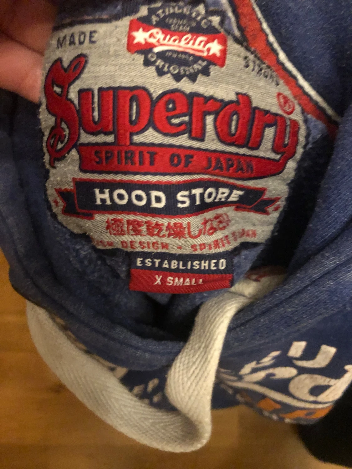 Blå Superdry hoodie med tryck XS - 1