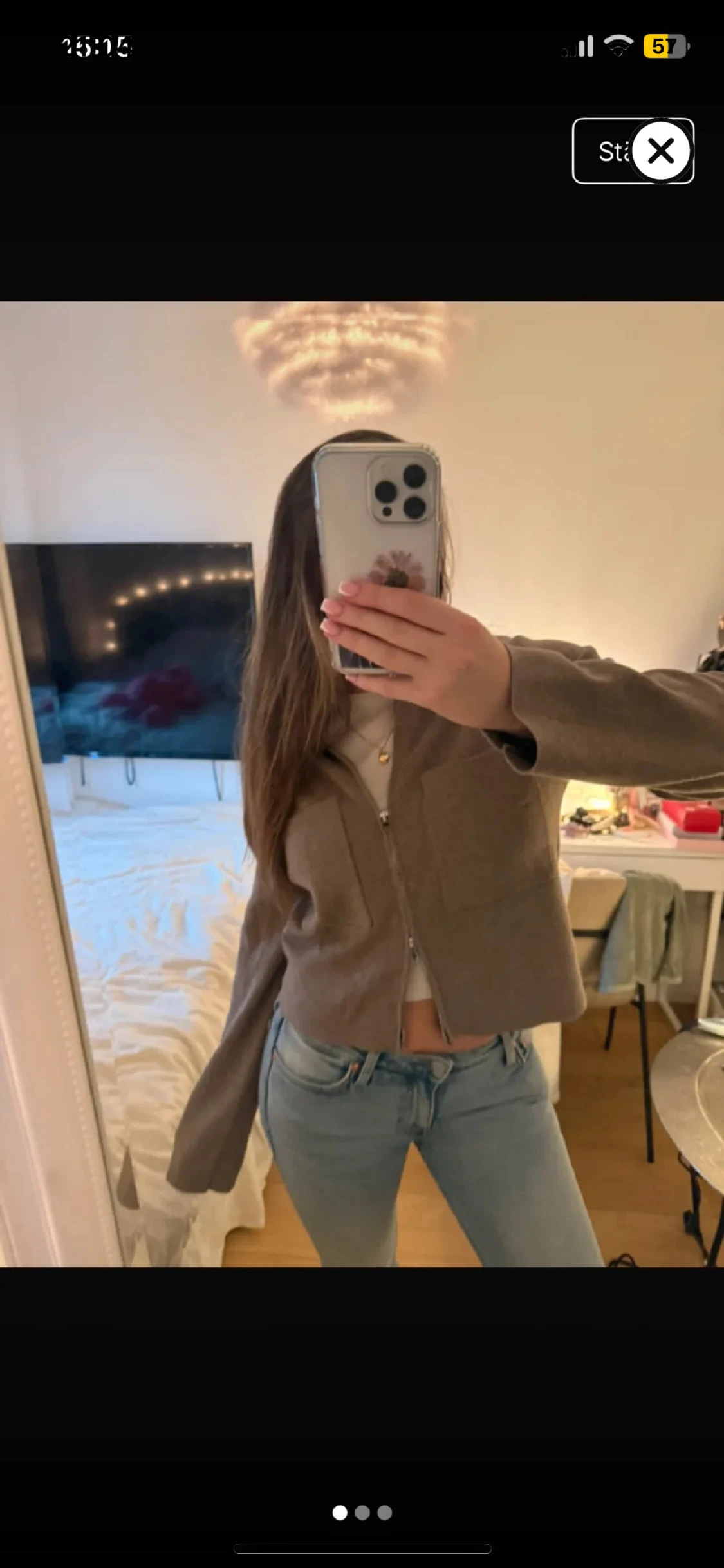 Beige croppad overshirt med dragkedja HELT NY