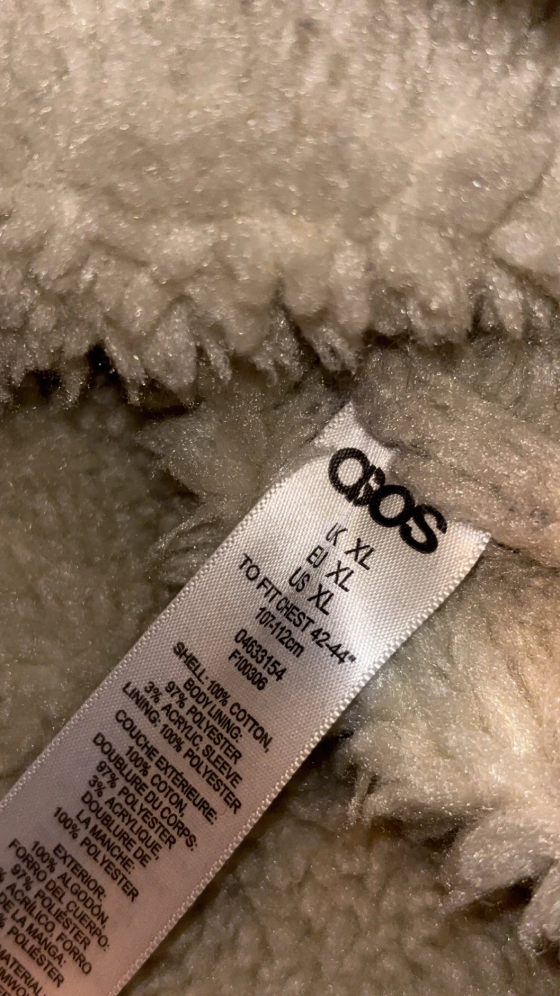 Blå teddyfodrad jeansjacka från ASOS XL - 2