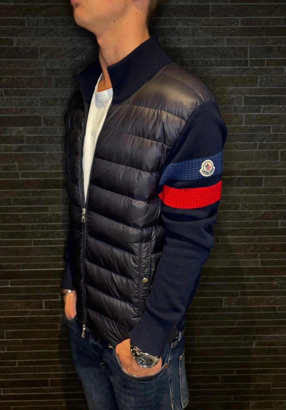 Moncler pufferjacka med stickade ärmar - 1
