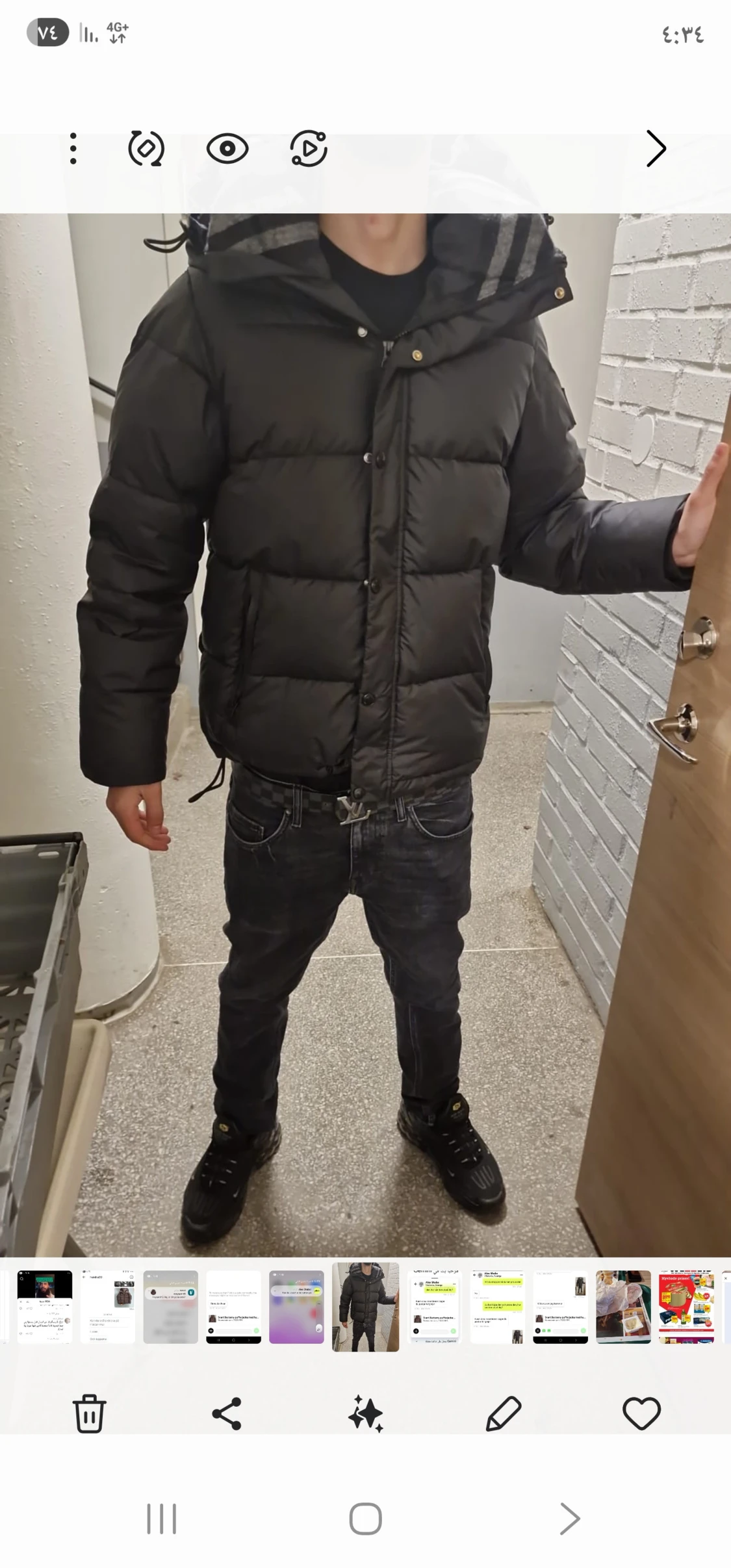 Svart Burberry pufferjacka med huva - 2