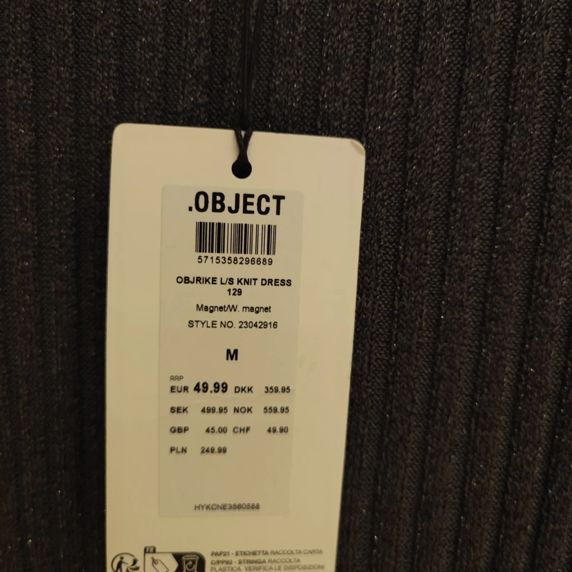 Mörkgrå ribbad långklänning Object - 4