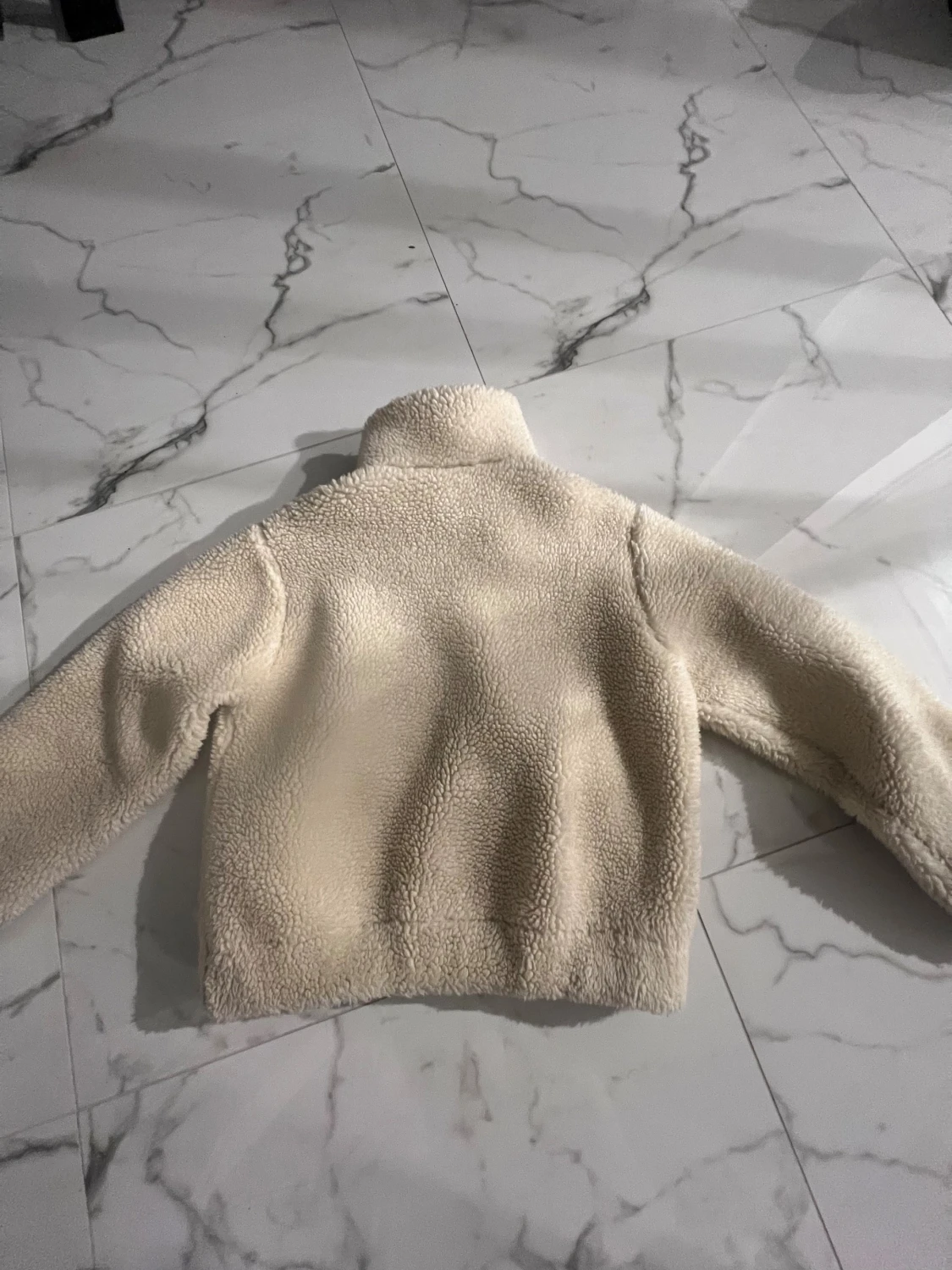 Beige höst teddyjacka med dragkedja - 2