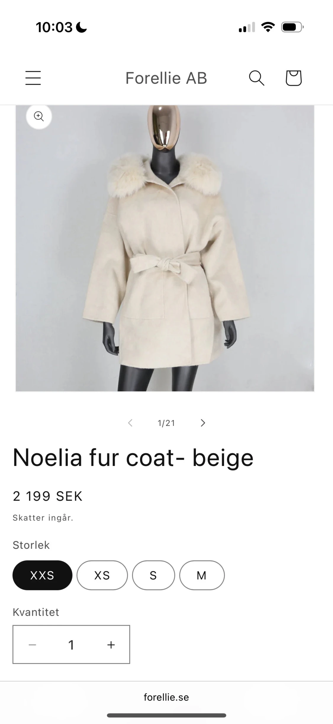 Biege kappa med päls - 1