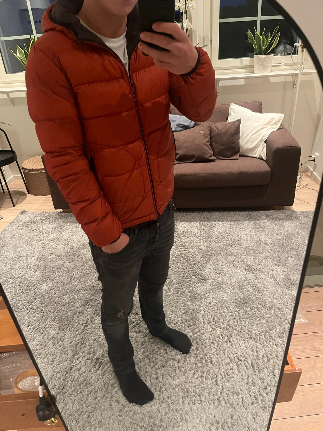 Vändbar pufferjacka orange/brun från herno - 3