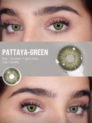 Gröna färgade linser från Omaeely - Säljer ett par gröna färgade kontaktlinser från Omaeely. Linserna har en naturlig grön ton med mörkare kant för en markerad look. Kommer i originalförpackning och är perfekta för att förändra din ögonfärg till något unikt.