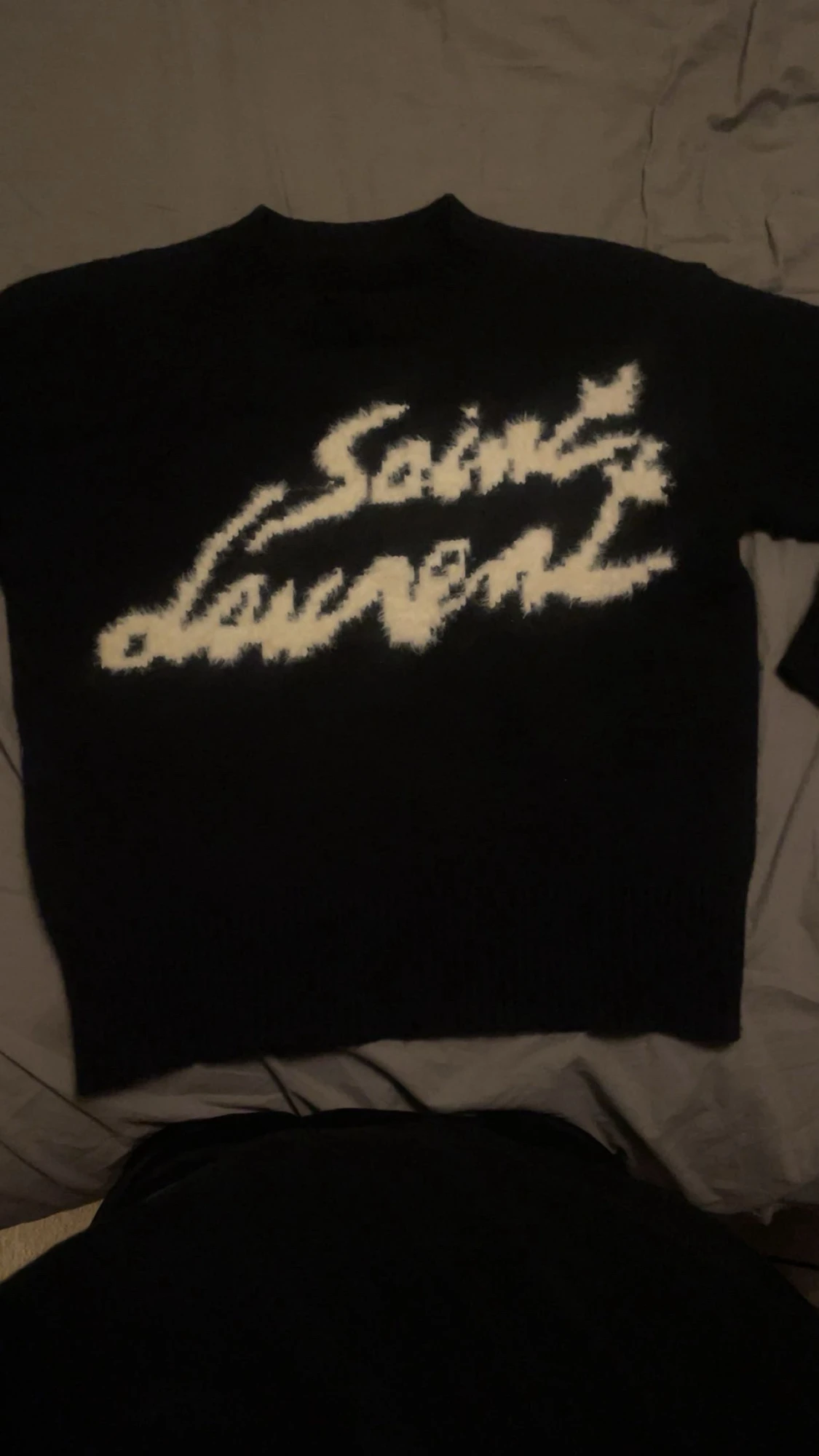 Svart stickad Saint Laurent tröja S